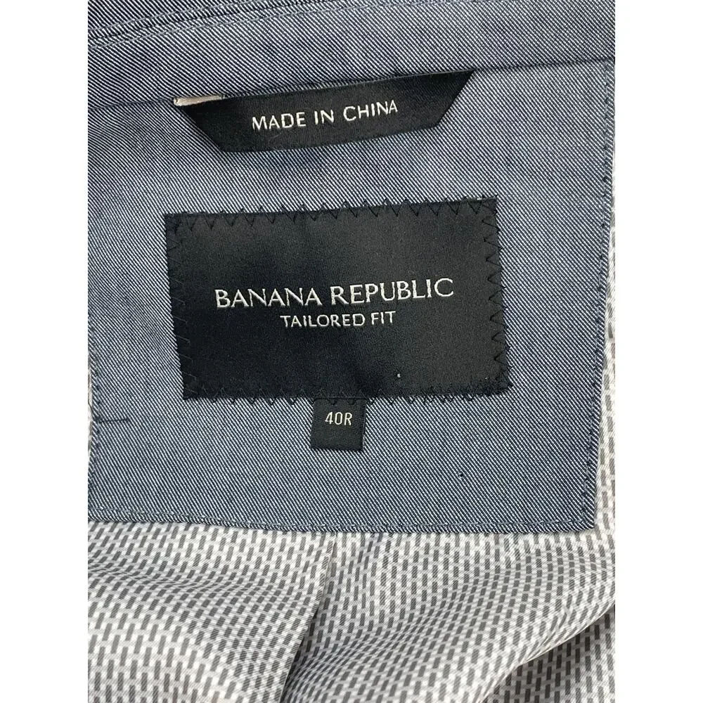 Banana Republic Blazer Mens 40R Gray Cotton Blend Stretch 2-Button Single Breast